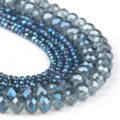 Faceted crystal rondelle beads detail, sparkling blue grey ab glass beads for diy jewelry design - 4mm (90 Pieces) / Blue Gray