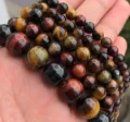 Natural multicolored tiger eye stone round beads bracelet strands DIY jewelry accessories. - Multicolor Tiger Eye
