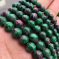 Natural ruby zoisite round loose gemstone beads for DIY handmade bracelet jewelry making. - Ruby Zoisite