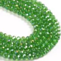 Green faceted crystal beads AB color rondelle DIY bracelet necklace accessories jewelry making - 4mm (90 Pieces) / Green