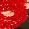 Red Crystal Faceted Rondelle Beads DIY Jewelry Bracelet Necklace Accessories Parts - 4mm (90 Pieces) / Red
