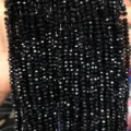 Black faceted crystal glass rondelle beads strands for DIY handmade bracelets and necklaces accessories - 4mm (90 Pieces) / Black