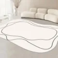 Tappeto da soggiorno moderno e irregolare con linee nere, spessa imitazione cashmere. - 80×120cm / Pomi