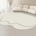 Tappeto crema irregolare con linee nere minimaliste, morbido tappeto da pavimento per soggiorno. - 80×120cm / Naturale