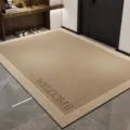 Alfombra de entrada beis, felpudo antideslizante para el pasillo y la sala de estar. - 40x60cm (Pelo Bucle) / Lino y Gris Marrón