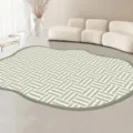 Tappeto geometrico verde bianco irregolare morbido effetto cashmere salotto camera. - Giovinezza