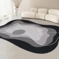 Tappeto moderno astratto irregolare contorno soggiorno camera da letto morbido tappetino decor - Mezzaluna