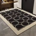 Alfombra de entrada negra con patrón geométrico beige, felpudo antideslizante para pasillo. - 40×60cm (Terciopelo de Cristal) / Wenhuajian