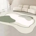 Moderno tappeto irregolare da soggiorno, tappeto geometrico spesso effetto cashmere verde. - Magnolia