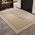 Alfombra de entrada beige felpudo antideslizante tapete de bienvenida para pasillo salón - 40×60cm (Terciopelo de Cristal) / Rastro Minimalista