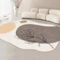 Tappeto moderno irregolare astratto con fiori, morbido tappeto peluche per soggiorno camera. - Infinito