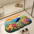 Colorful Floral Tufted Bath Mat Non-Slip Entrance Rug for Home Bathroom and Hallway Decor - Rainbow - 6