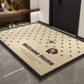 Alfombrilla de entrada antideslizante para pasillo, elegante felpudo con texto de bienvenida. - 40×60cm (Terciopelo de Cristal) / Arenisca