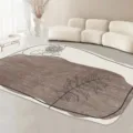 Tappeto da soggiorno moderno e spesso effetto cashmere con disegno di foglie astratte per camera. - Hanyan