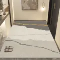 Alfombra de pasillo moderna y minimalista para entrada felpudo antideslizante elegante - Terciopelo de Cristal / 40x60cm / Luna de medusa