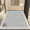 Alfombra moderna de rayas geométricas, felpudo antideslizante para salón y pasillo. - 40×60cm (Terciopelo de Cristal) / Franja Oculta