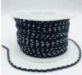 Detailed view of black and white braided cotton cord, close-up texture of strong handmade string. - 1.8mm, Approx. 20m / Style 2 Black