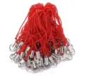 Cordons de téléphone rouges accessoires DIY avec tubes métalliques et anneaux pour pendentifs. - Rouge