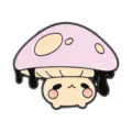 Cute pink mushroom cat enamel pin with pink cheeks on a white background. - Pink Purple Mushroom Cat (QHXZ6506)