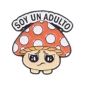 Cute cartoon mushroom enamel pin brooch featuring Soy Un Adulto text for adults - Sullen Face Mushroom Hat SOY UN ADULTO (QHXZ6041)