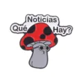 Cute cartoon red mushroom enamel pin badge with Spanish phrase Qué Noticias Hay? - Sunglasses Mushroom Que Noticias Hay (QHXZ6043)