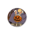 Καρφίτσα σμάλτου Halloween με σκελετό με κεφάλι κολοκύθας και αυτιά λαγού - Στρογγυλό Στυλ (YP4059) / Διάμετρος 3 εκατοστά