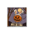 Τετράγωνη καρφίτσα σμάλτου Halloween με σκελετό με κεφάλι κολοκύθας και αυτιά κουνελιού - Τετράγωνο Στυλ (ZP4059) / 3cm x 3cm