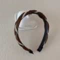 Elegant brown braided rhinestone headband vintage Korean style hair hoop for women - Brown