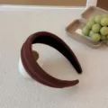Vintage brown ribbed knitted wide padded headband hair hoop for women accessories - Brown