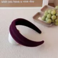 Chic deep purple ribbed wide padded headband for high cranial top hairstyle - Red