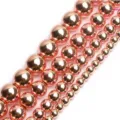 Rose gold round loose beads for DIY jewelry making, beautiful shiny metallic finish. - Glossy Rose Gold