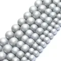 Silver matte round beads semi-finished loose beads for DIY bracelet jewelry making. - 6mm (Approx. 62 Beads per Strand) / Matte Silver