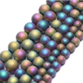 Close-up of colorful matte round beads for DIY handmade jewelry bracelets crafting supplies. - 6mm (Approx. 62 Beads per Strand) / Frosted Multicolor