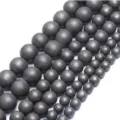 Matte black hematite round beads semi-finished wholesale for DIY bracelet jewelry details. - 6mm (Approx. 62 Beads per Strand) / Matte Black