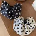 Pinces à cheveux nœud à pois avec perles, lot noir et blanc pour femmes - Pince à Queue de Cheval Ourlet Jupe Pois Noirs