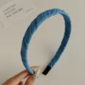 Cerchietto in tessuto plissettato blu minimalista con trama intrecciata per capelli - Blu