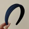 Cerchietto largo blu denim di alta qualità per donna con tessuto strutturato - Stile Denim Scuro