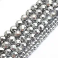 Faceted silver plated hematite round beads detail macro shot craft supplies diy parts - 6mm (Approx. 62 Beads per Strand) / Electroplated Silver Faceted Beads