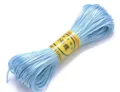 Detail shot of light blue Chinese knotting cord, fine woven texture for DIY handmade bracelets. - 1.5mm 18m per Bundle / Light Blue