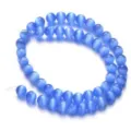 Blue cat eye gemstone round beads strand with drilled holes for DIY bracelet jewelry making. - 6mm, Approx. 62 Pcs per Strand / Color 4