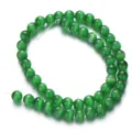 Green cat's eye gemstone loose round beads detail view for DIY bracelet jewelry making accessories. - Color 5