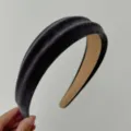 Cerchietto imbottito in velluto grigio scuro con design retrò per capelli da donna - Stile Velluto Grigio