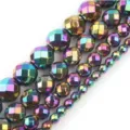 Colorful faceted metallic round beads semi-finished DIY bracelet jewelry making accessories 354h - Faceted Multi-color