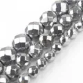 Silver metallic faceted round beads variant, ideal for DIY handmade bracelets and jewelry design. - Faceted Silver