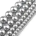 Silver metal round beads DIY bracelet accessories, glossy finish jewelry craft findings. - Glossy Silver
