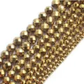 Golden faceted round loose beads for DIY bracelet jewelry making, shining metallic finish. - Faceted Gold