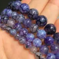 Purple dragon vein agate round beads detail shot for handmade jewelry making and bracelet DIY - Approx. 47 Pieces / Purple Black