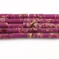 Purple Picture Jasper Imperial Stone Round Tube Loose Beads 4x13mm Jewelry DIY Bracelet - 31