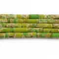 Detailed view of natural green picture jasper tube beads for DIY bracelet jewelry making. - 29