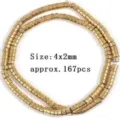 Gold plated hematite spacer beads 4x2mm, perforated DIY semi-finished bracelet jewelry accessories. - Disc